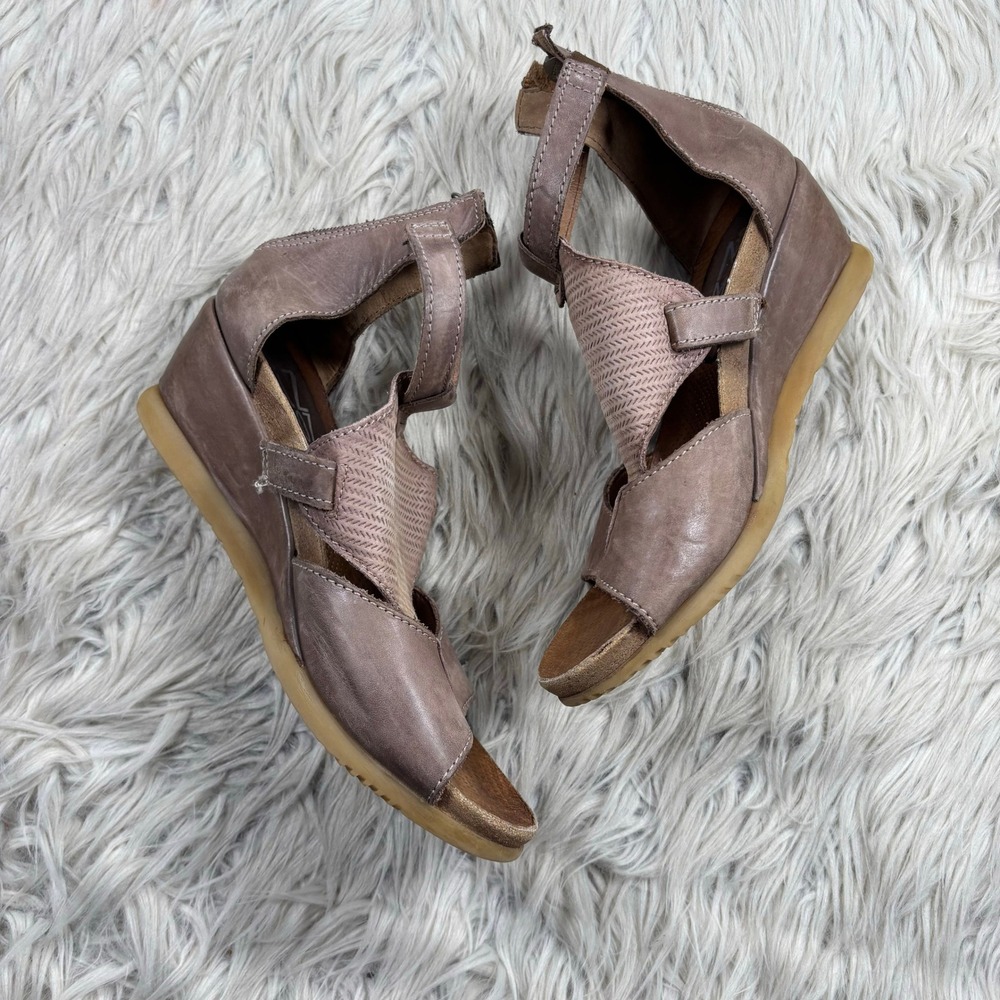 Miz Mooz Women's 39 8.5 9 Brown Leather Maya Wedge Gladiator Sandals Boho - Picture 3 of 9